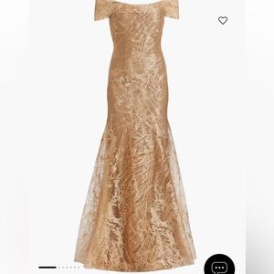 Rene Ruiz Abstract Pattern Glitter Gown - gold